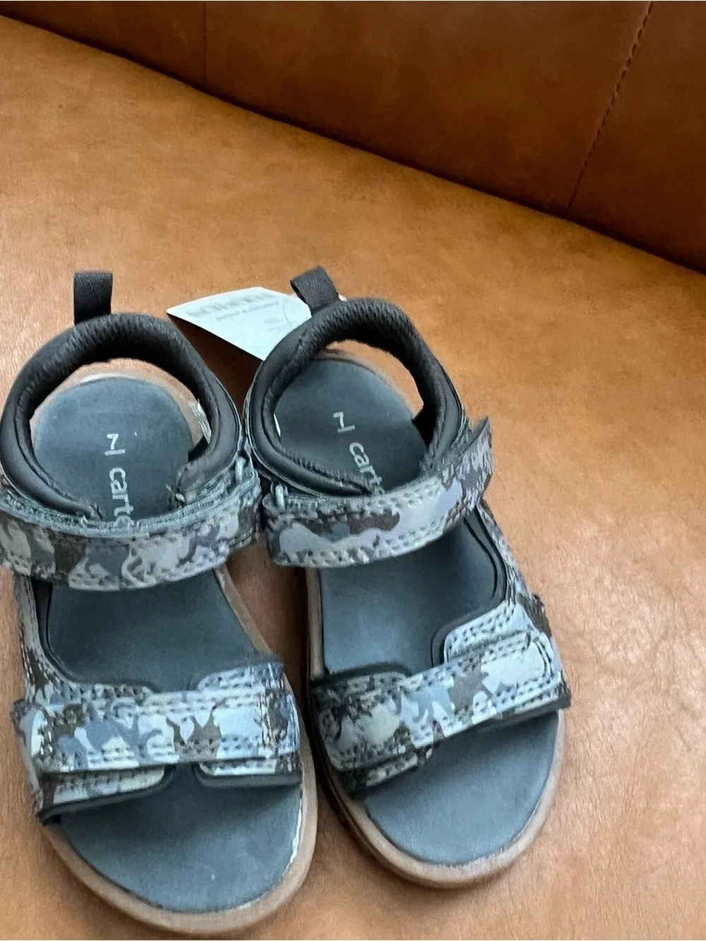 Carter’s Gabriel Kids Boys Gray Camo Sandals Comfortable Hook & Loop Straps Sz 7